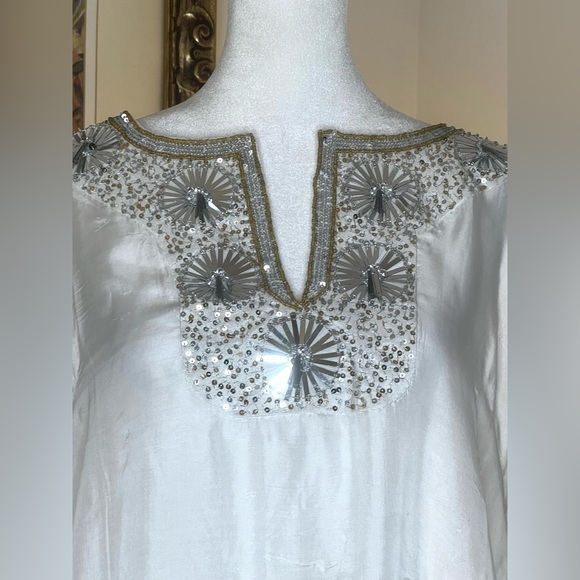 Gretchen Scott Beautiful Silk Beaded Tunic - Starry Night - Picture 4 of 12